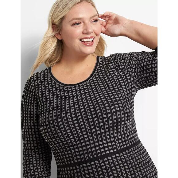 Lane Bryant Fit & Flare Sweater Dress Charcoal Size 14/16 - Picture 3 of 9